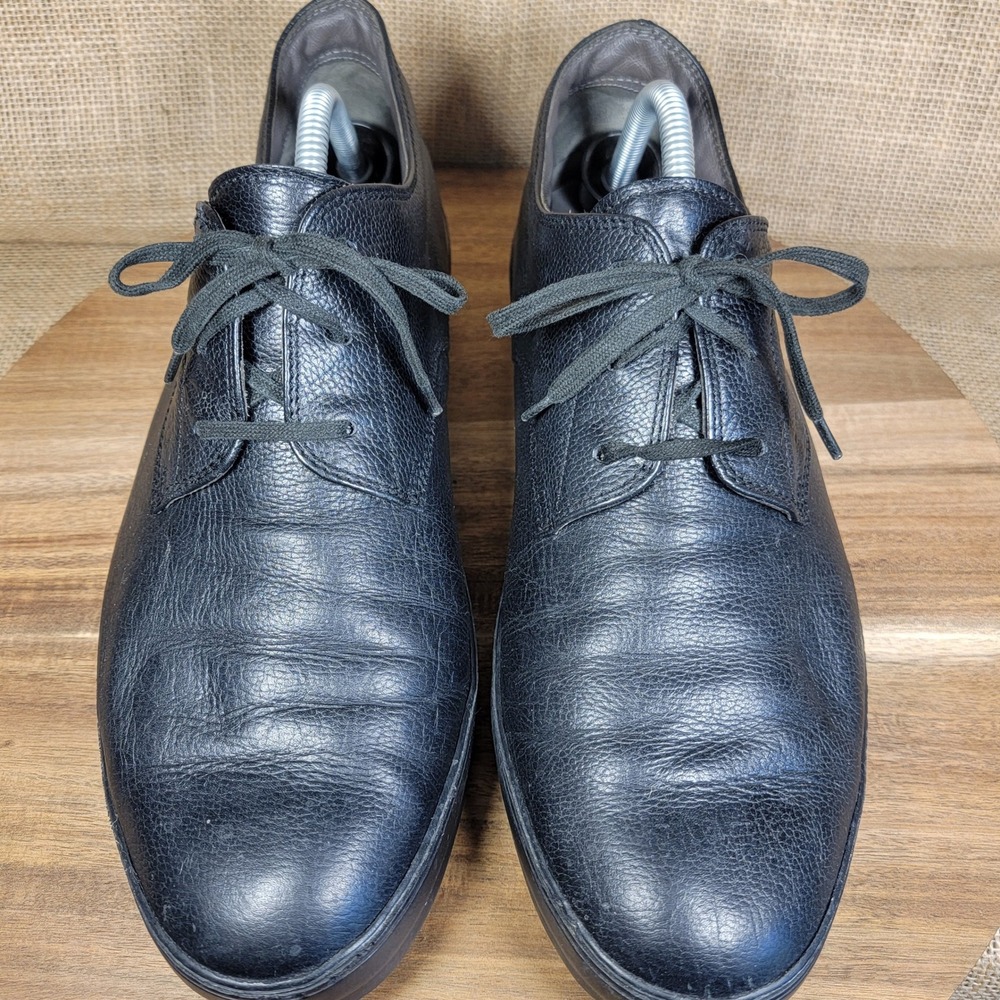 Tod's Pebbled Leather Derby Shoes Black Vibram Lace Up Men's 10.5 Minimalist - Picture 2 of 9